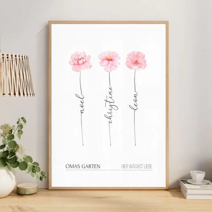 Poster Personalisiertes Geschenk für Oma zum Muttertag (max. 8 Blumen)