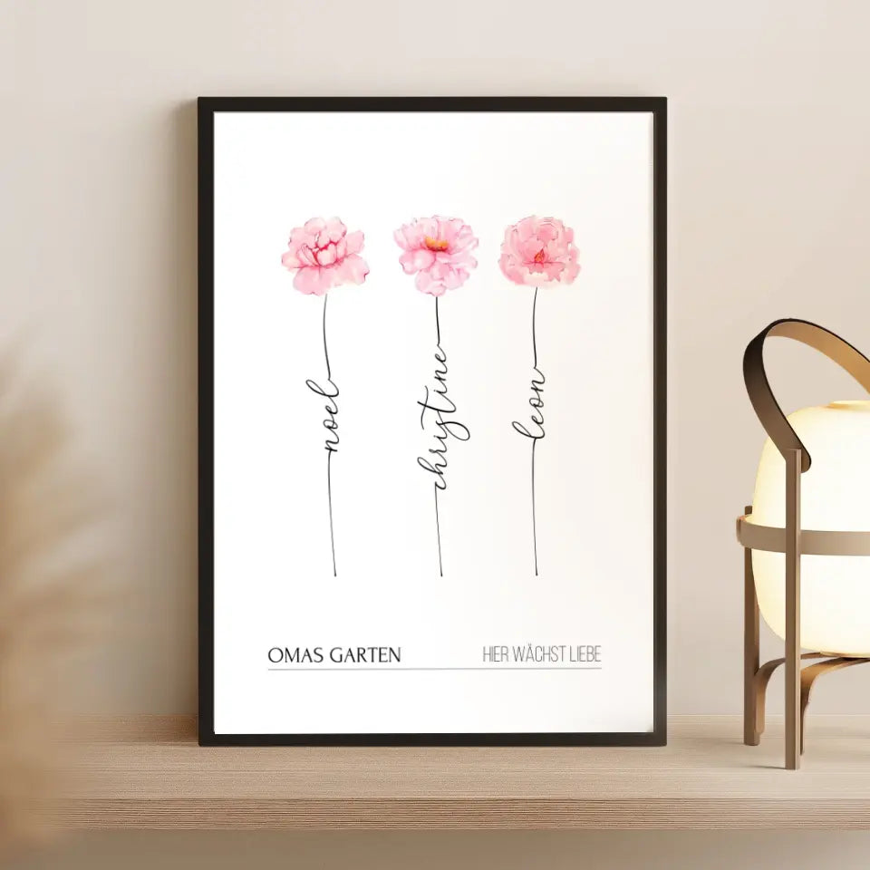 Poster Personalisiertes Geschenk für Oma zum Muttertag (max. 8 Blumen)