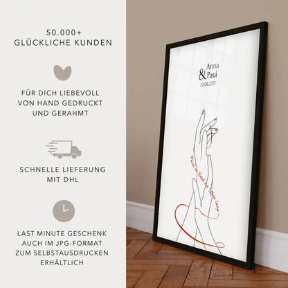 Personalisiertes Poster Hand in Hand ein Leben lang Zeichnung