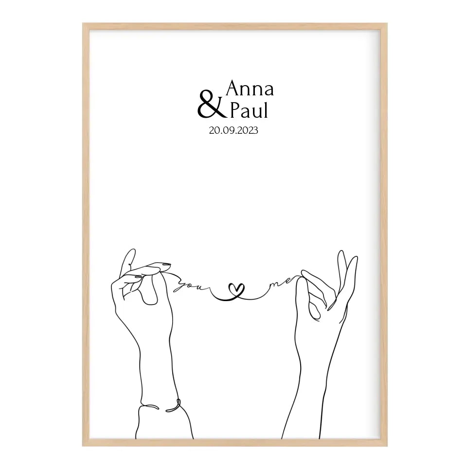 Hochzeitsgeschenk personalisiertes Poster you and me Hand in Hand