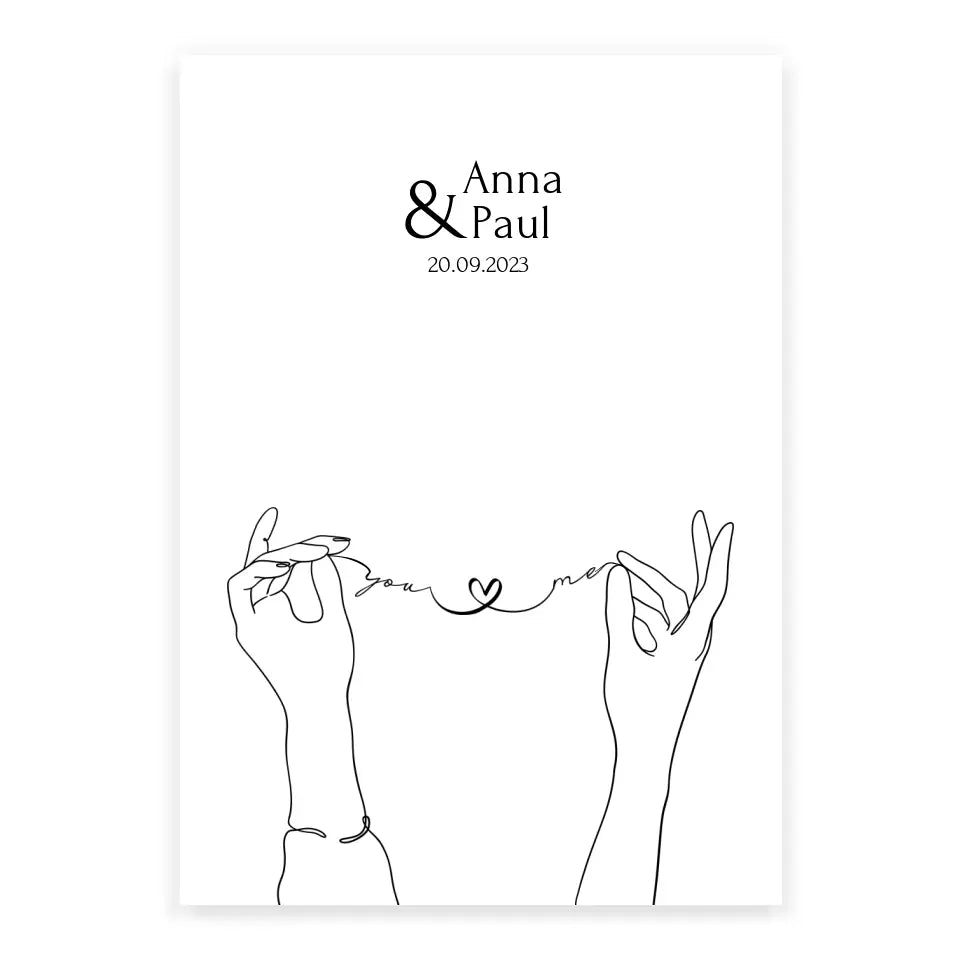 Hochzeitsgeschenk personalisiertes Poster you and me Hand in Hand