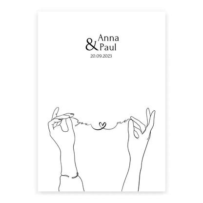 Hochzeitsgeschenk personalisiertes Poster you and me Hand in Hand