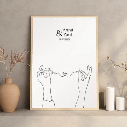 Hochzeitsgeschenk personalisiertes Poster you and me Hand in Hand