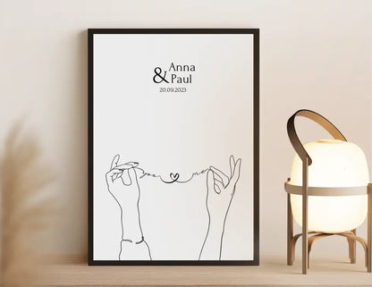 Hochzeitsgeschenk personalisiertes Poster you and me Hand in Hand