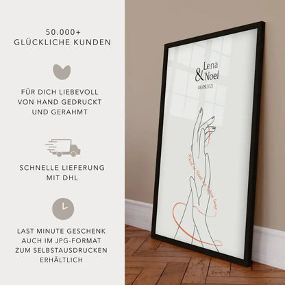 Personalisiertes Poster Hand in Hand ein Leben lang Jahrestags Geschenk für ihn oder sie