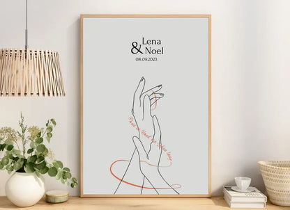 Personalisiertes Poster Hand in Hand ein Leben lang Jahrestags Geschenk für ihn oder sie