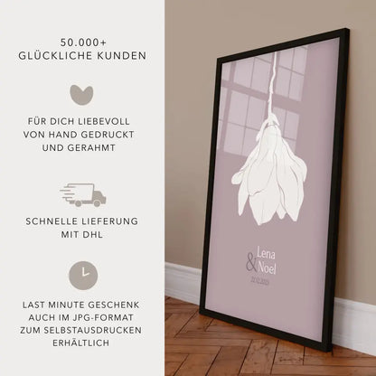 Personalisiertes Bild mit Namen und Datum Hochzeit Geschenk für das Brautpaar