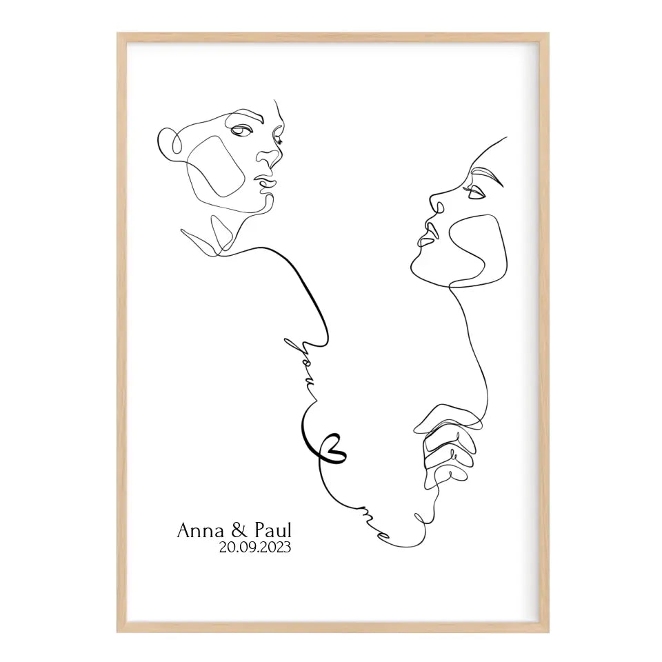 Hochzeitsgeschenk Poster "You and Me" personalisiert mit Namen und Datum