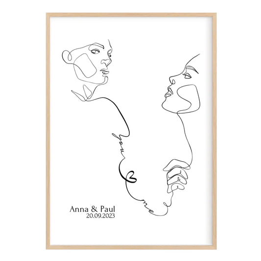 Hochzeitsgeschenk Poster "You and Me" personalisiert mit Namen und Datum