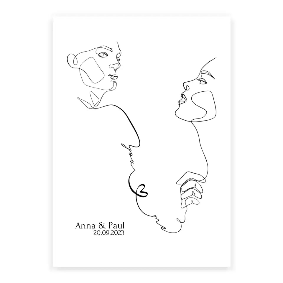 Hochzeitsgeschenk Poster "You and Me" personalisiert mit Namen und Datum