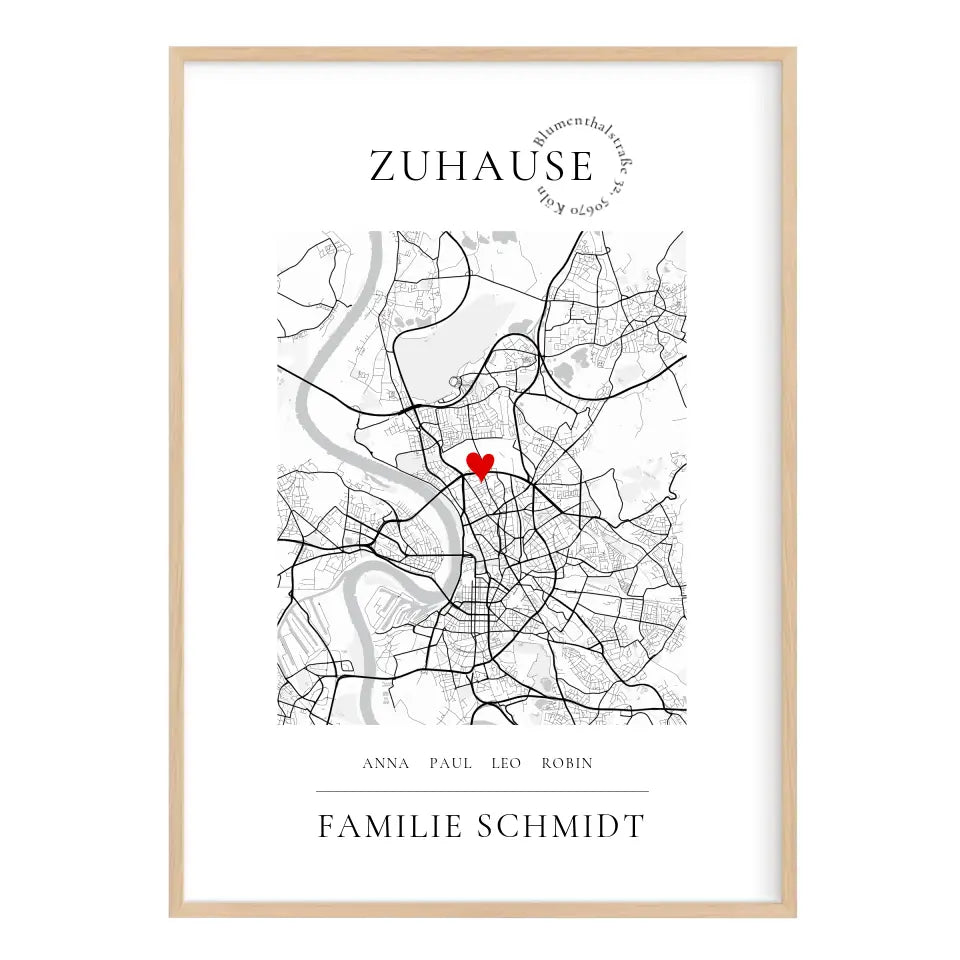 Zuhause Poster Koordinaten Bild personalisiert