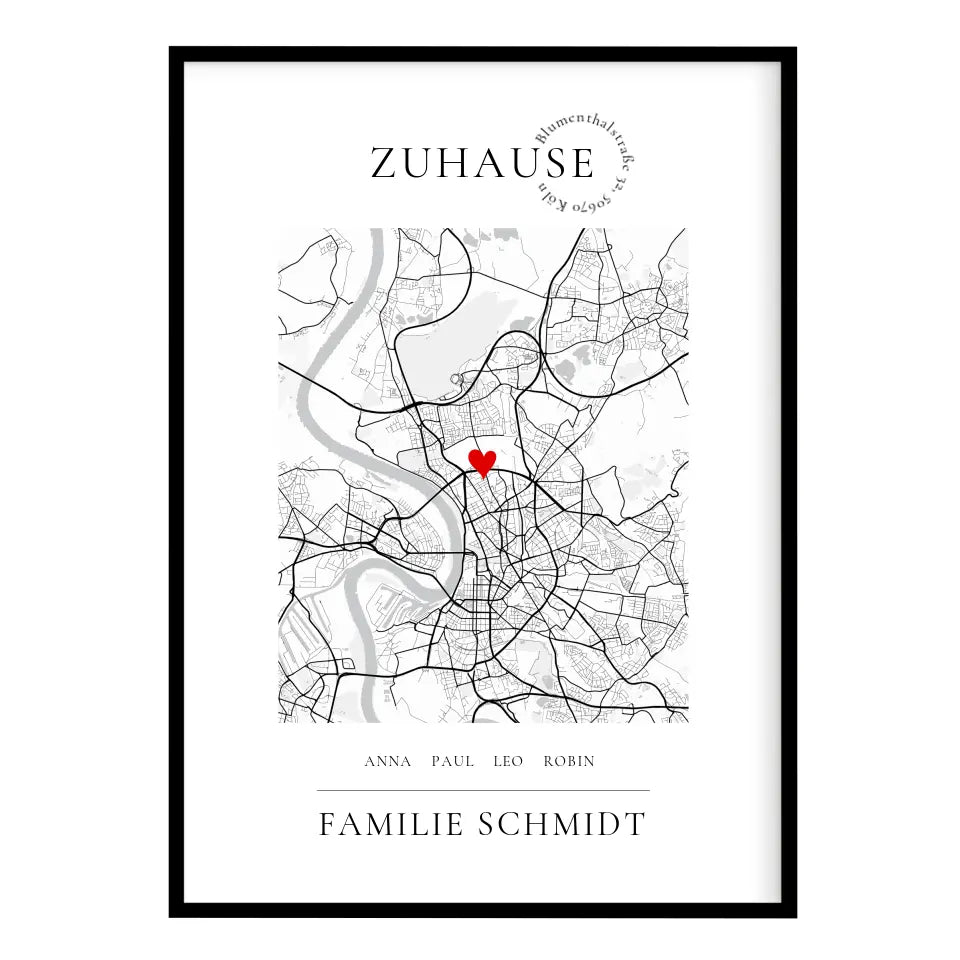 Zuhause Poster Koordinaten Bild personalisiert