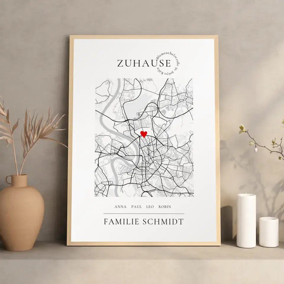 Zuhause Poster Koordinaten Bild personalisiert