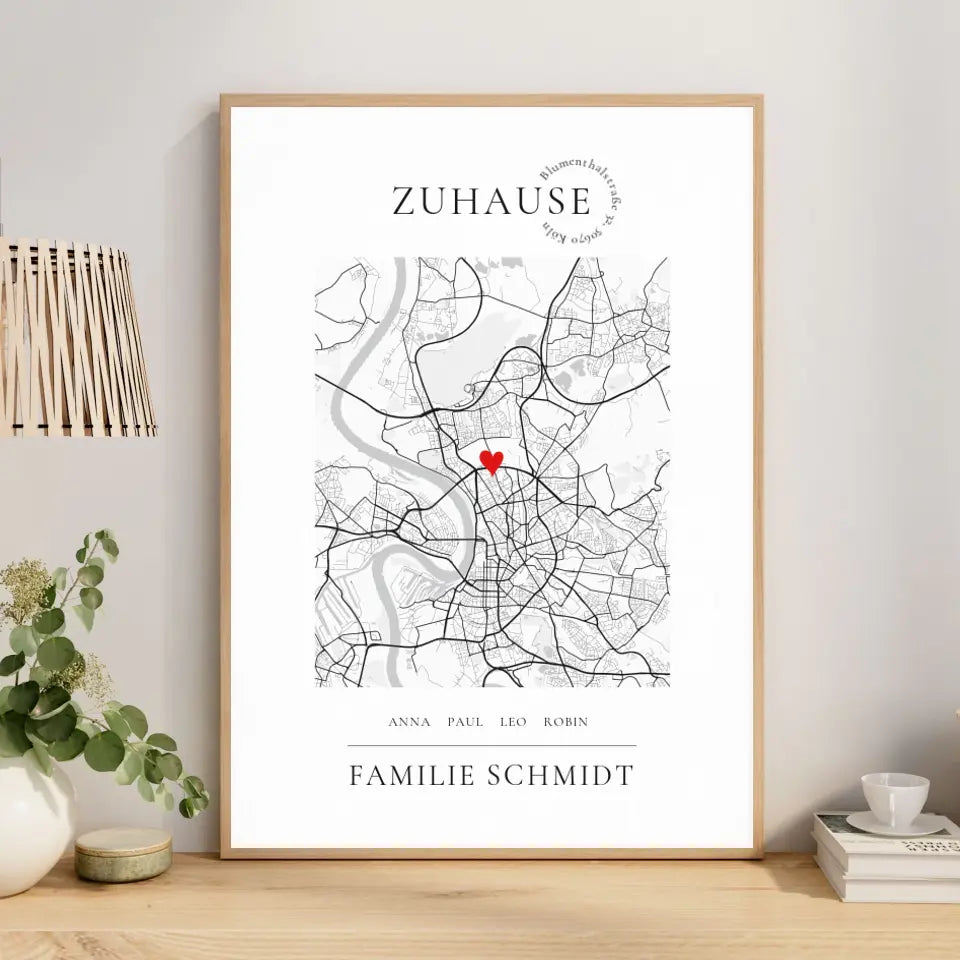 Zuhause Poster Koordinaten Bild personalisiert