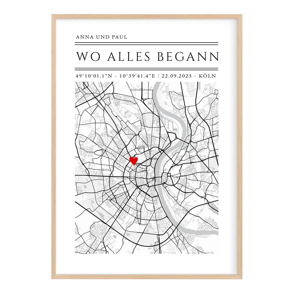 "Wo alles begann" Personalisierte Stadtkarte Hochzeitsgeschenk