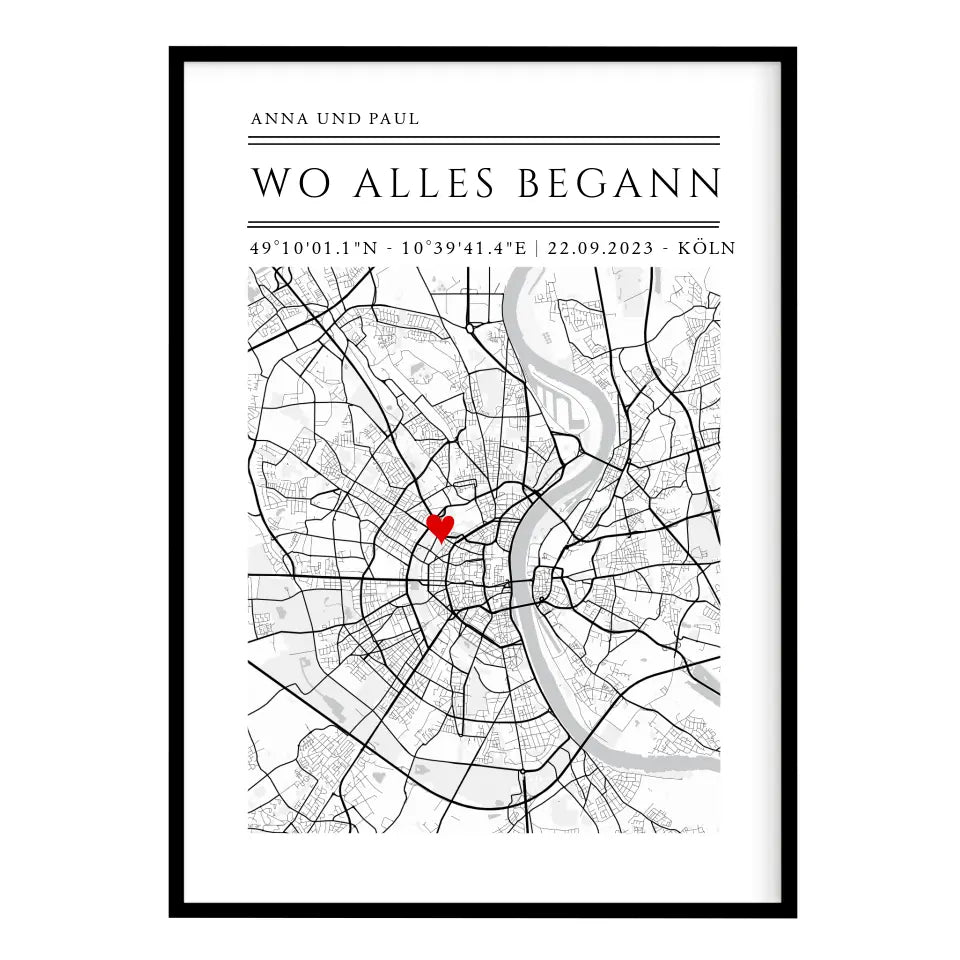 "Wo alles begann" Personalisierte Stadtkarte Hochzeitsgeschenk