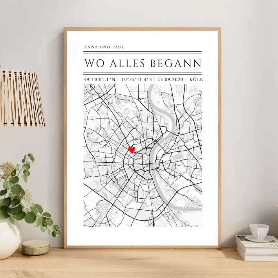 "Wo alles begann" Personalisierte Stadtkarte Hochzeitsgeschenk