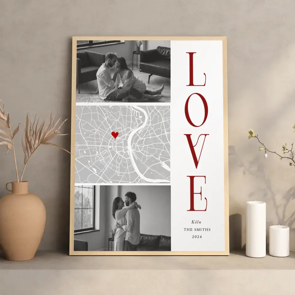 LOVE Poster Burgundy personalisiert
