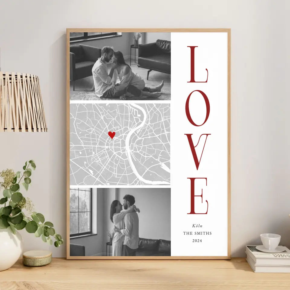 LOVE Poster Burgundy personalisiert