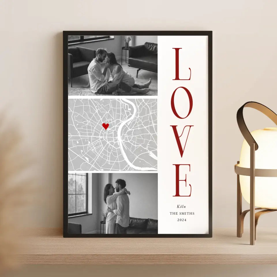 LOVE Poster Burgundy personalisiert
