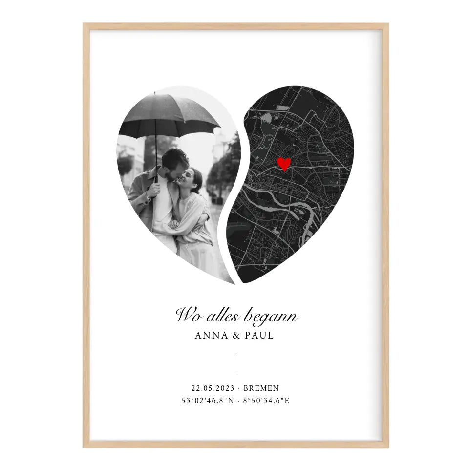 Poster Wo alles begann Stadtkarte Herz