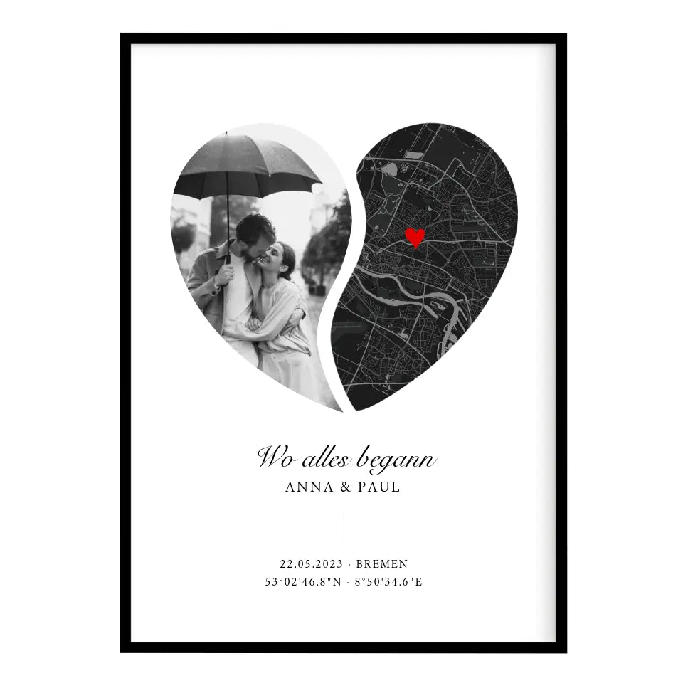 Poster Wo alles begann Stadtkarte Herz