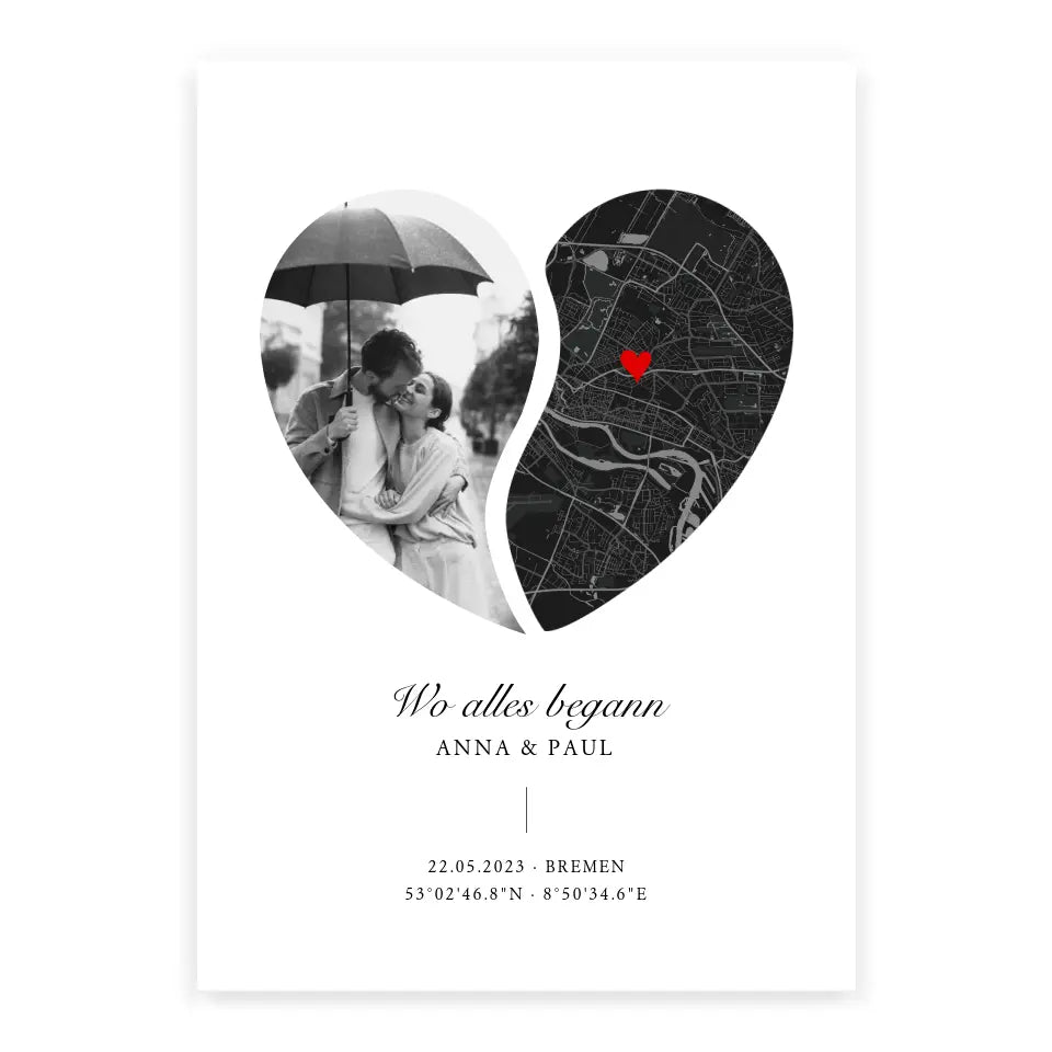 Poster Wo alles begann Stadtkarte Herz