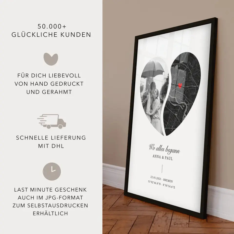 Poster Wo alles begann Stadtkarte Herz