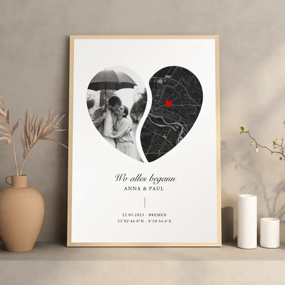 Poster Wo alles begann Stadtkarte Herz