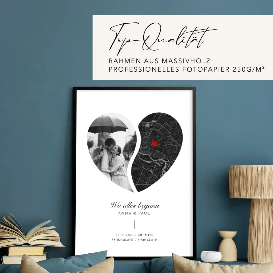 Poster Wo alles begann Stadtkarte Herz