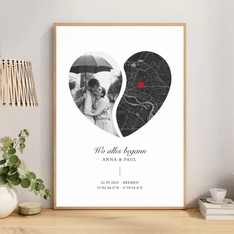 Poster Wo alles begann Stadtkarte Herz