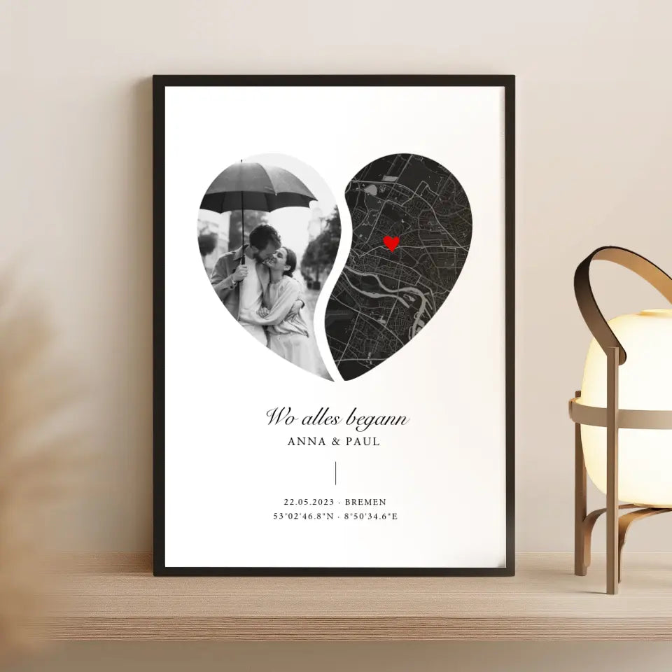Poster Wo alles begann Stadtkarte Herz
