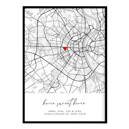 Home sweet home Poster - Personalisierte Stadtkarte