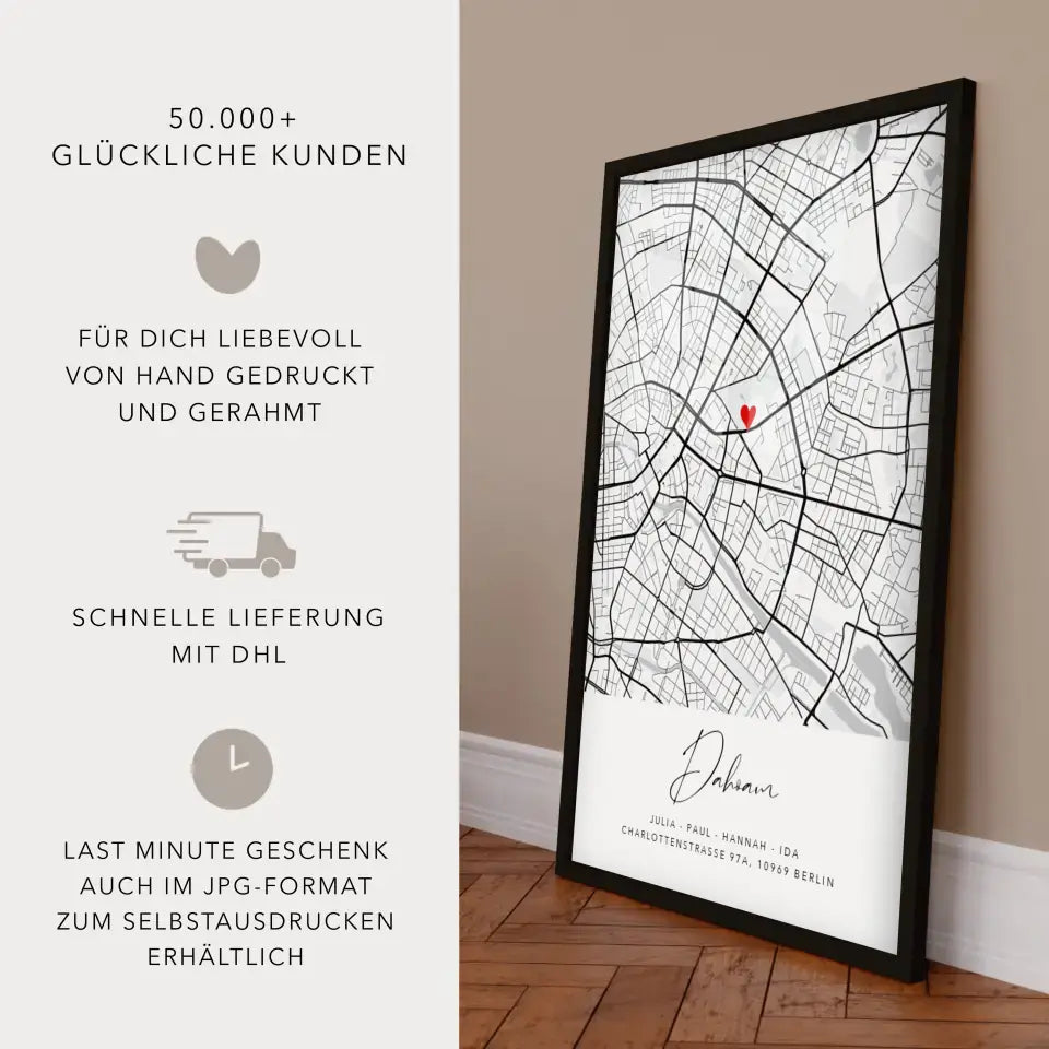 Dahoam Poster - Personalisierte Stadtkarte