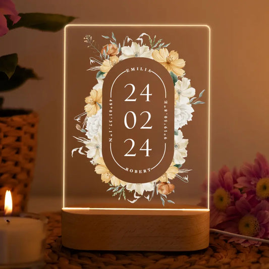 Geschenk zur Hochzeit personalisiert Nachtlampe mit Datum