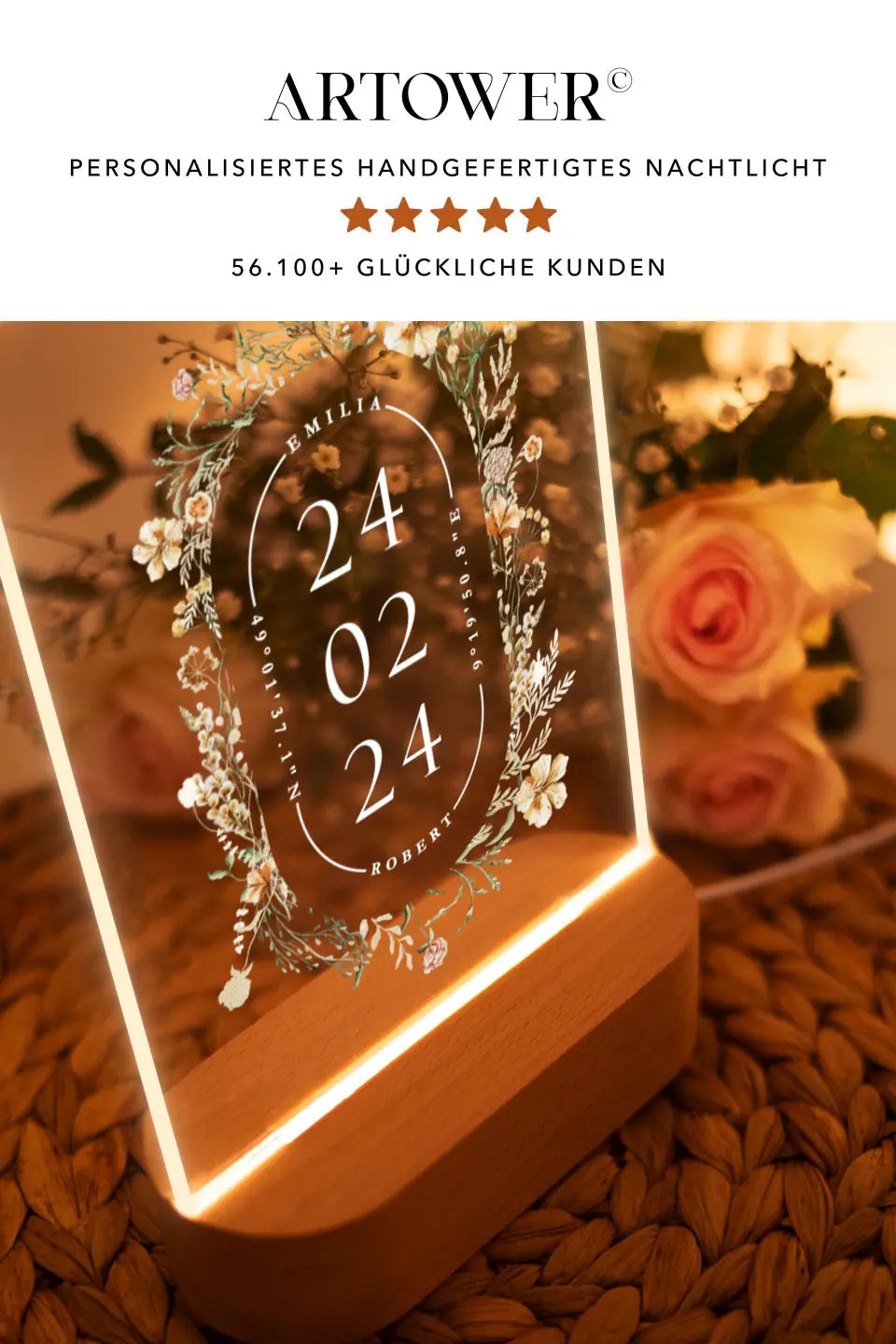 Nachtlampe Hochzeit Geschenk für das Brautpaar