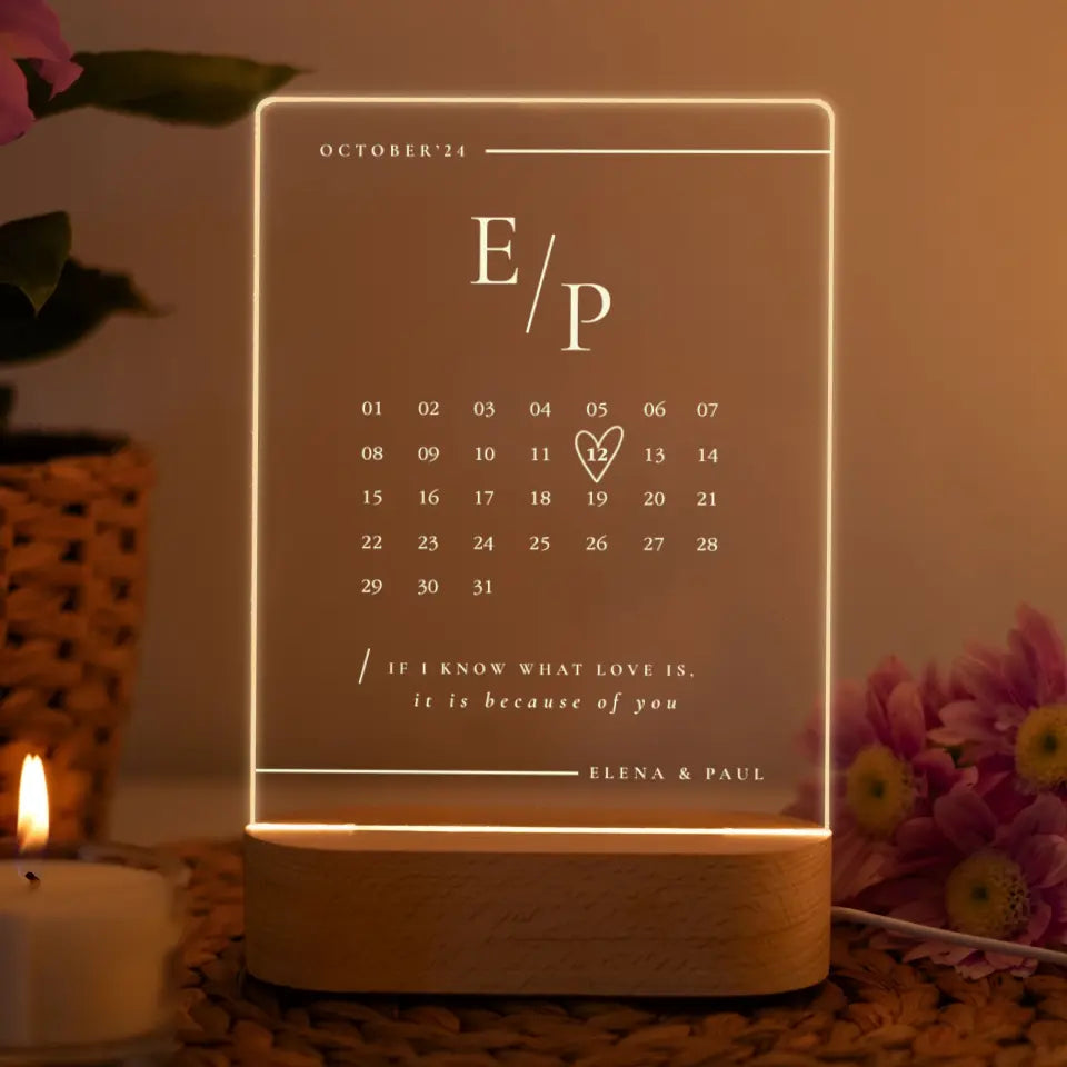 Individuelles Jahrestagsgeschenk Kalender LED Lampe