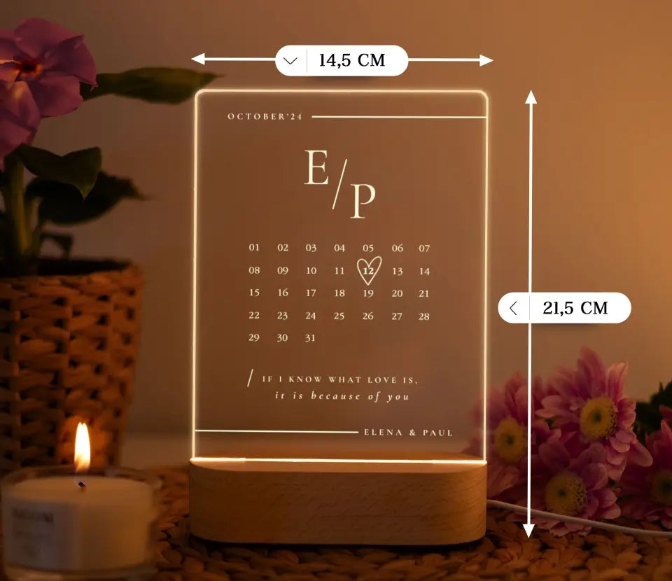 Individuelles Jahrestagsgeschenk Kalender LED Lampe