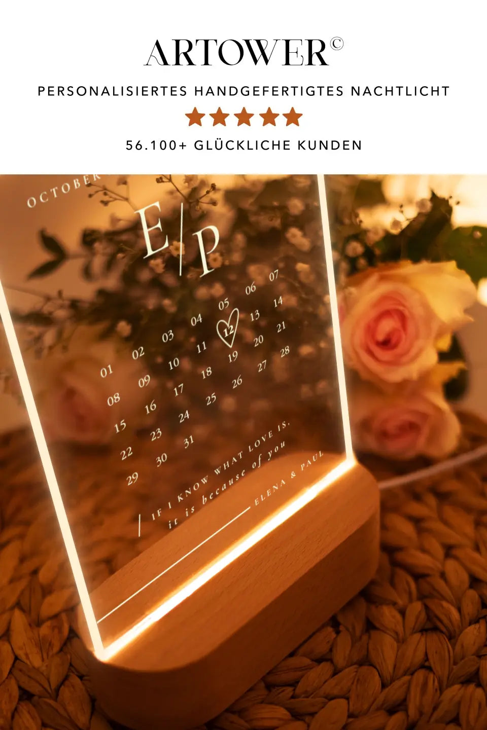 Individuelles Jahrestagsgeschenk Kalender LED Lampe