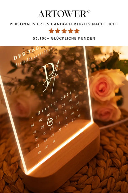 Personalisierte Nachtlicht Hochzeitsgeschenk Kalender