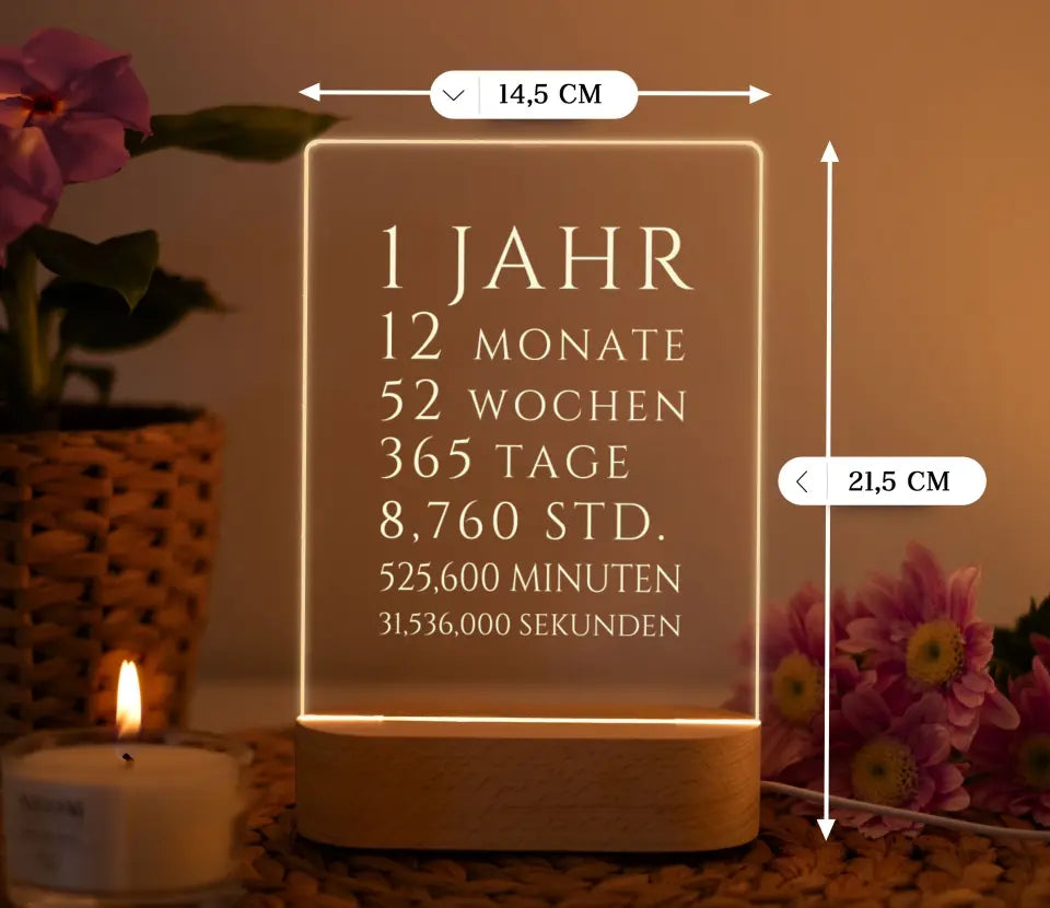 Nachtlicht personalisiert 1 Jahrestag Geschenk