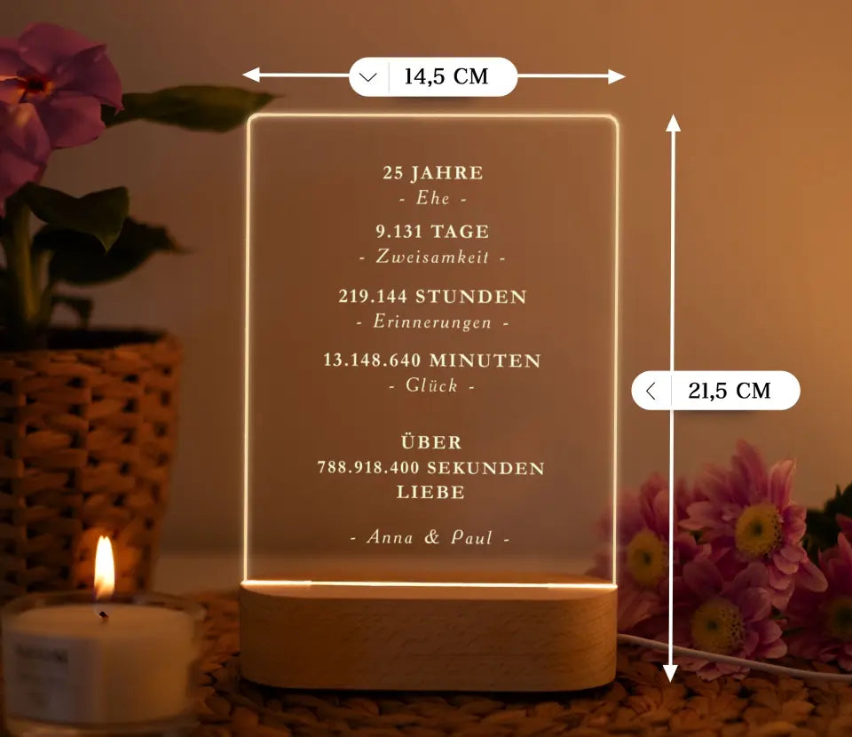 Nachtlicht 25 Jahre Silberne Hochzeit Silberhochzeit