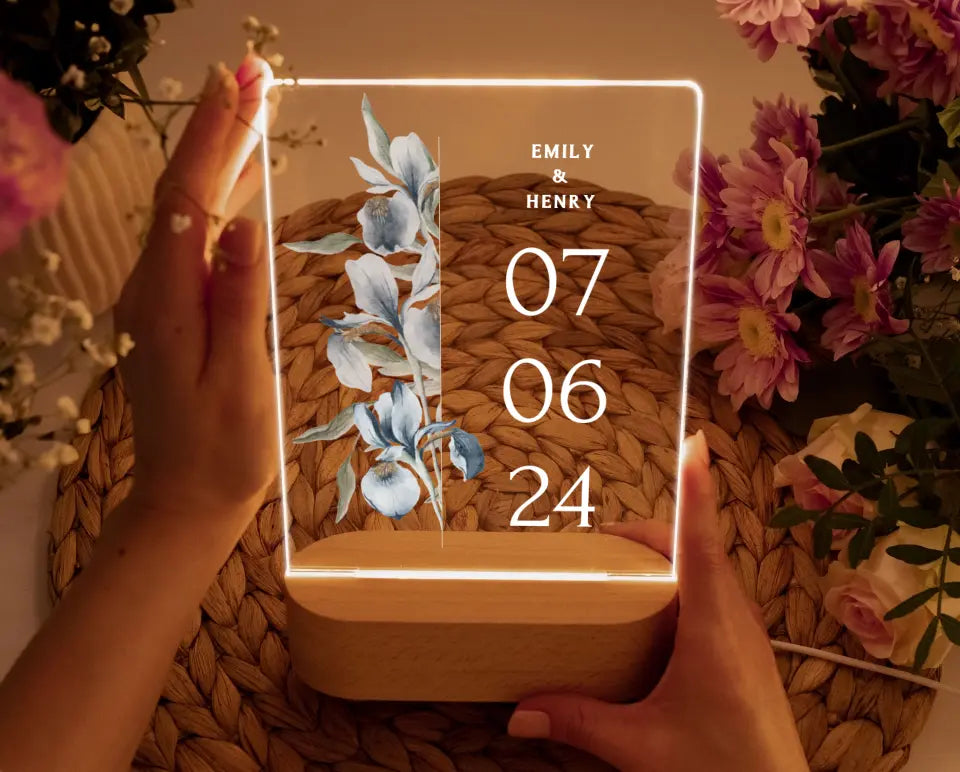 Nachtlicht für Paare mit Datum Geschenk zum Jahrestag