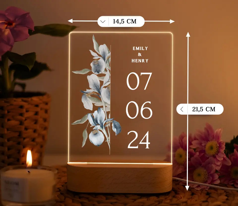 Nachtlicht für Paare mit Datum Geschenk zum Jahrestag