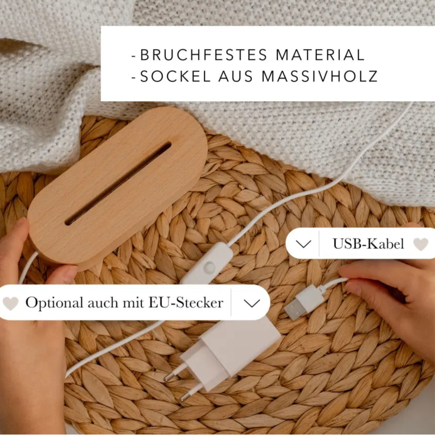 Nachtlicht personalisiert Geschenk zur Geburt Aquarell Wal