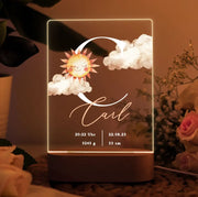 Nachtlicht personalisiert Geschenk zur Geburt Aquarell Beige
