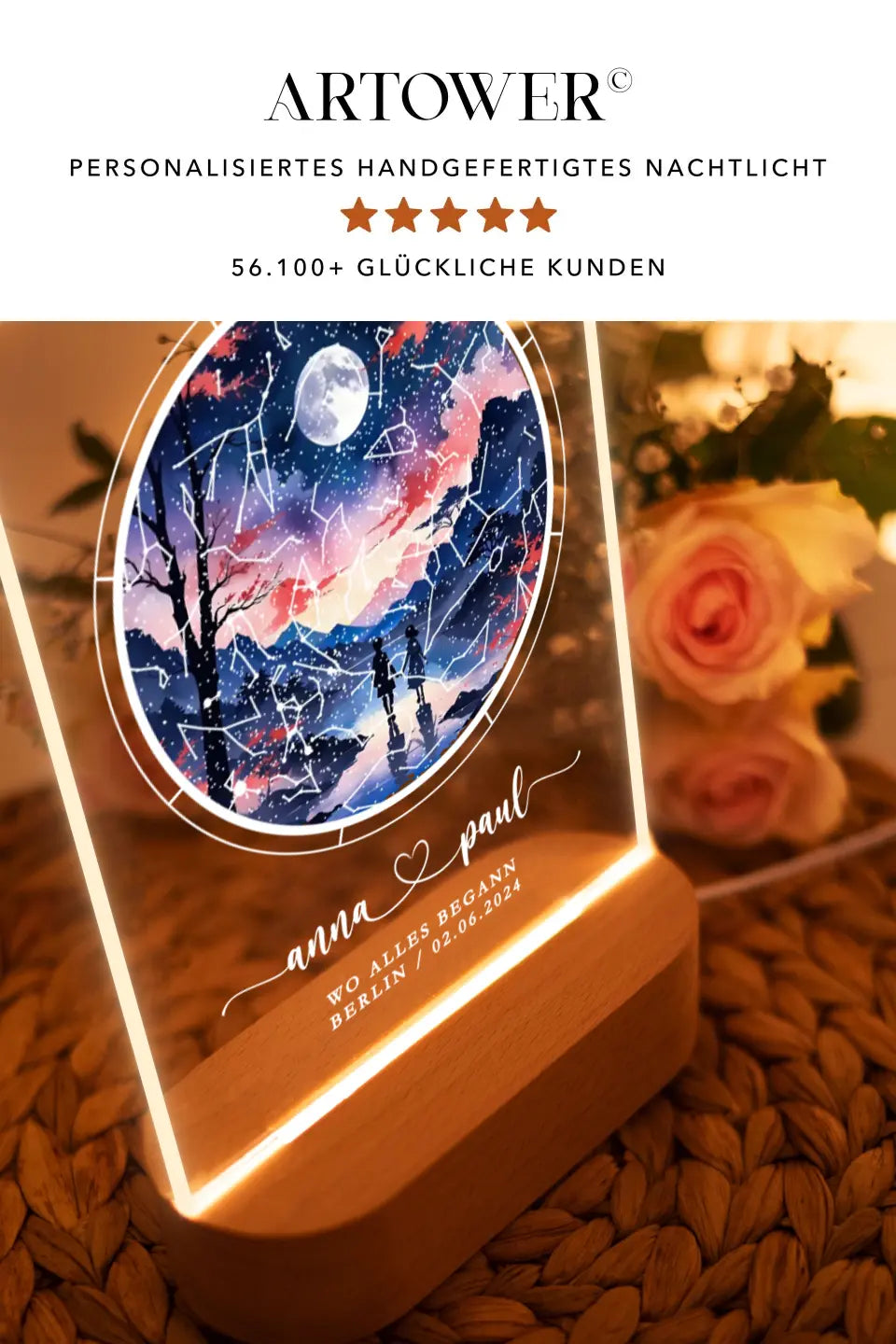 Nachtlicht Acryl Jahrestag Geschenk Sternenhimmel