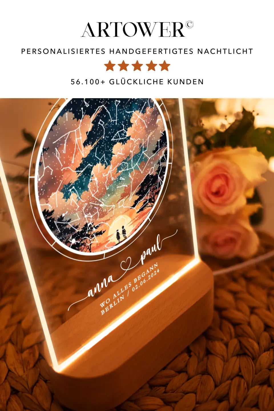 Personalisierte Lampe Jahrestag Geschenk Sternenhimmel