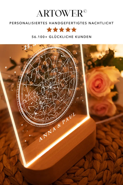 Hochzeitsgeschenk Personalisiert Sternenkarte Nachtlicht LED