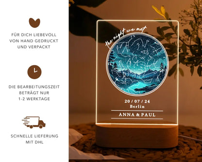 Jahrestag Geschenk Sternenkarte Nachtlicht Personalisiert